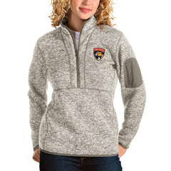Florida Panthers Antigua Women's Fortune Half-Zip Sweatshirt - Oatmeal Sweatshirts