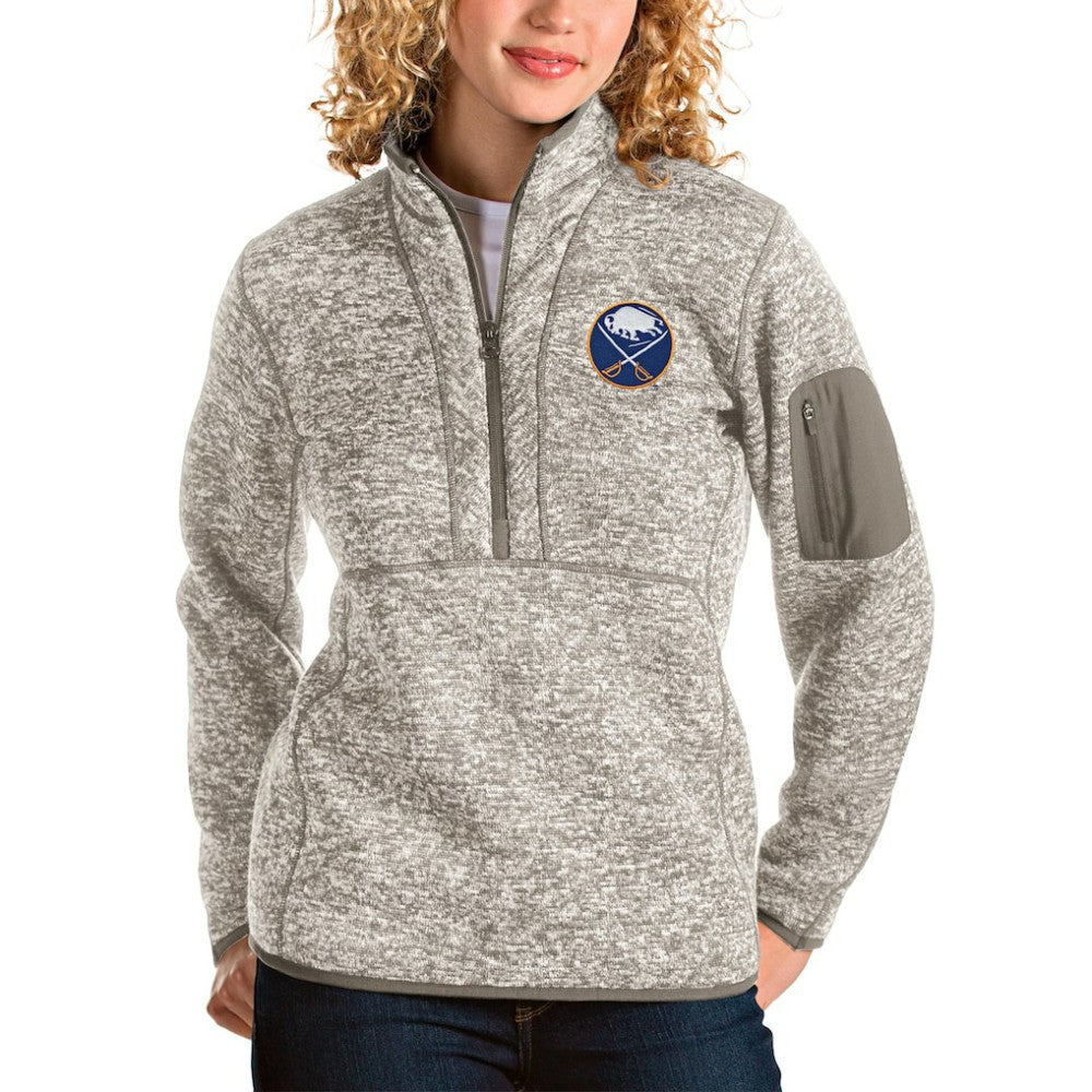 Buffalo Sabres Antigua Women's Fortune Half-Zip Sweatshirt - Oatmeal Sweatshirts