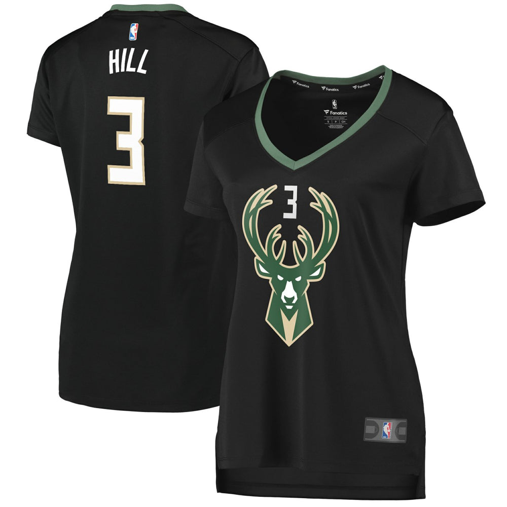 George Hill Milwaukee Bucks Women's Fast Break Replica Player Jersey - Statement Edition - Black cheap