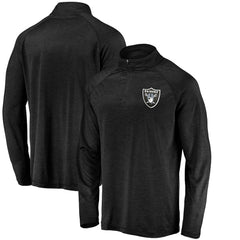 Las Vegas Raiders Striated Primary Logo Raglan Quarter-Zip Pullover Jacket - Black cheap