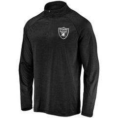 Las Vegas Raiders Striated Primary Logo Raglan Quarter-Zip Pullover Jacket - Black cheap