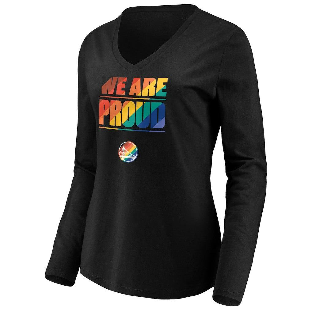 Golden State Warriors Women's We Are Proud Long Sleeve V-Neck T-Shirt sale - Black for sale