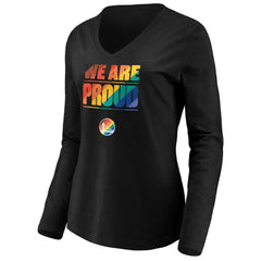 Golden State Warriors Women's We Are Proud Long Sleeve V-Neck T-Shirt sale - Black for sale