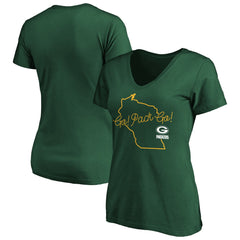 Green Bay Packers Women's Team Iconic Script State V-Neck T-Shirt - Green online