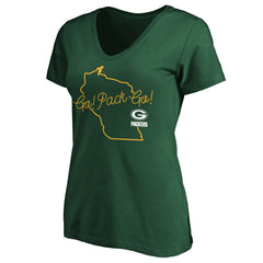 Green Bay Packers Women's Team Iconic Script State V-Neck T-Shirt - Green online