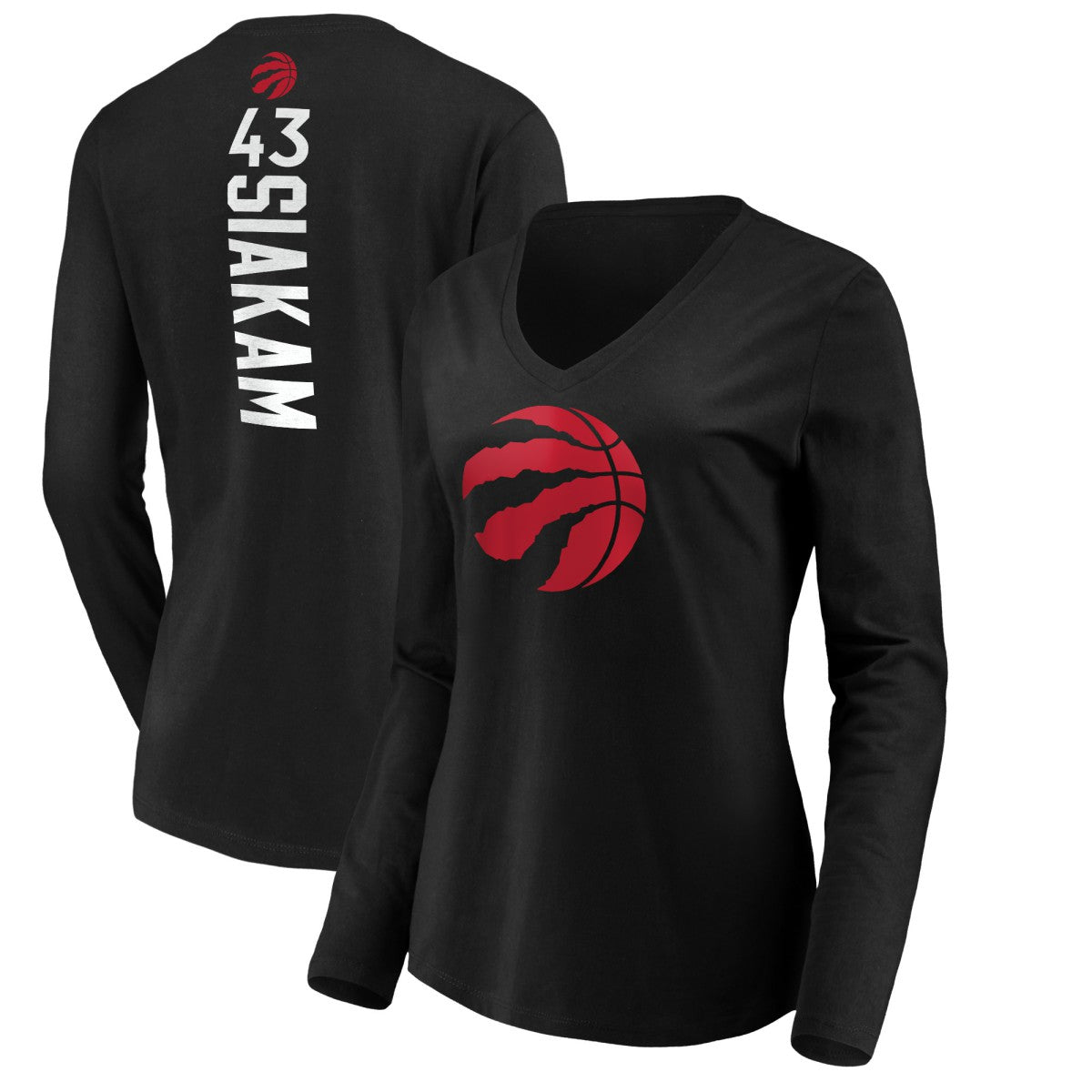 Pascal Siakam Toronto Raptors Women's Playmaker Name & Number Long Sleeve T-Shirt - Black on sale