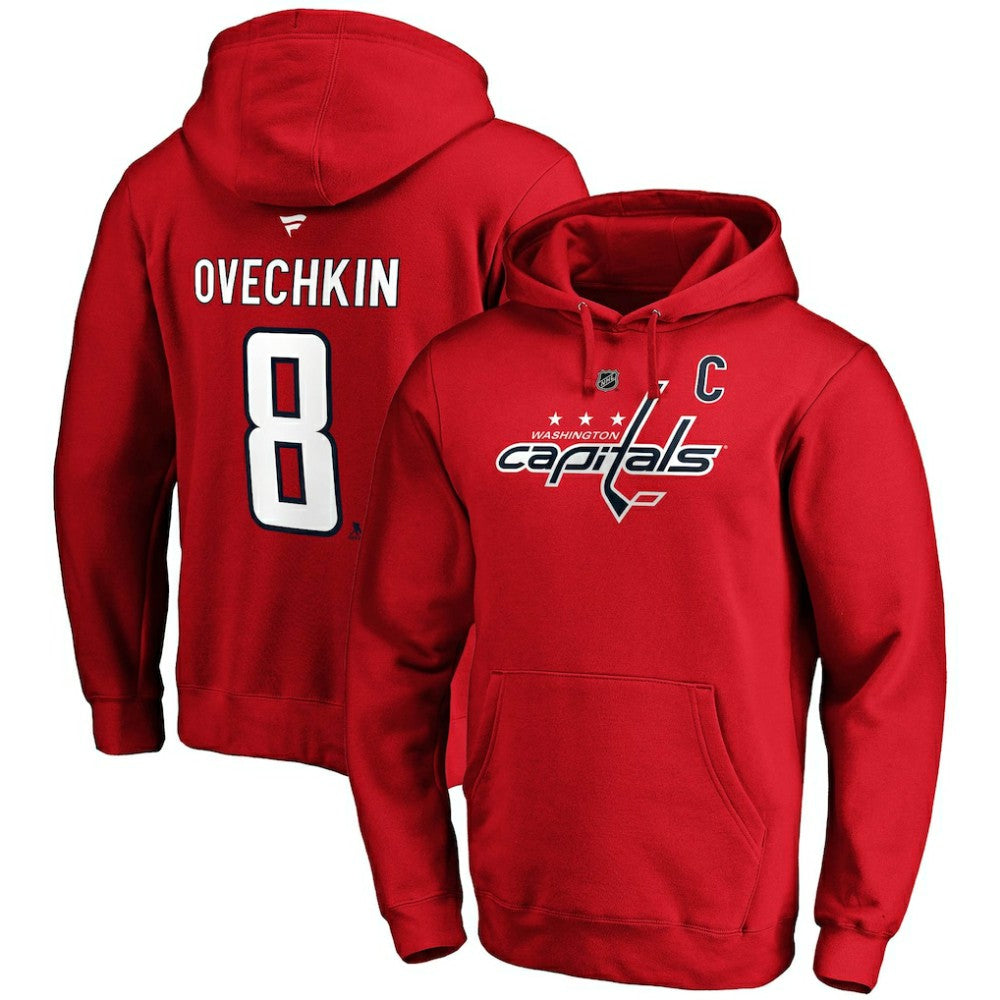 Alexander Ovechkin Washington Capitals Fanatics Authentic Stack Player Name & Number Fitted Pullover Hoodie - Red Hoodies