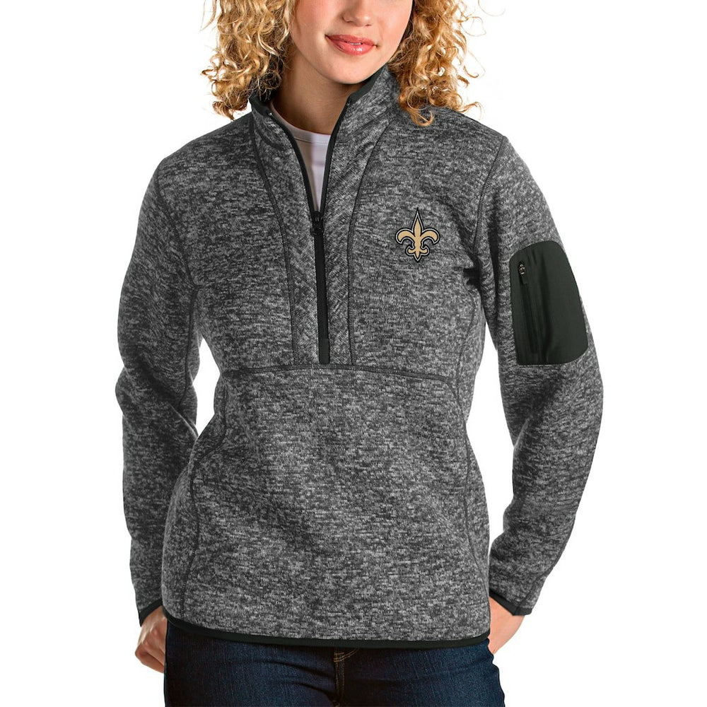 New Orleans Saints Antigua Women's Fortune Half-Zip Pullover Jacket - Charcoal online