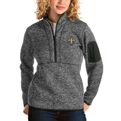 New Orleans Saints Antigua Women's Fortune Half-Zip Pullover Jacket - Charcoal online