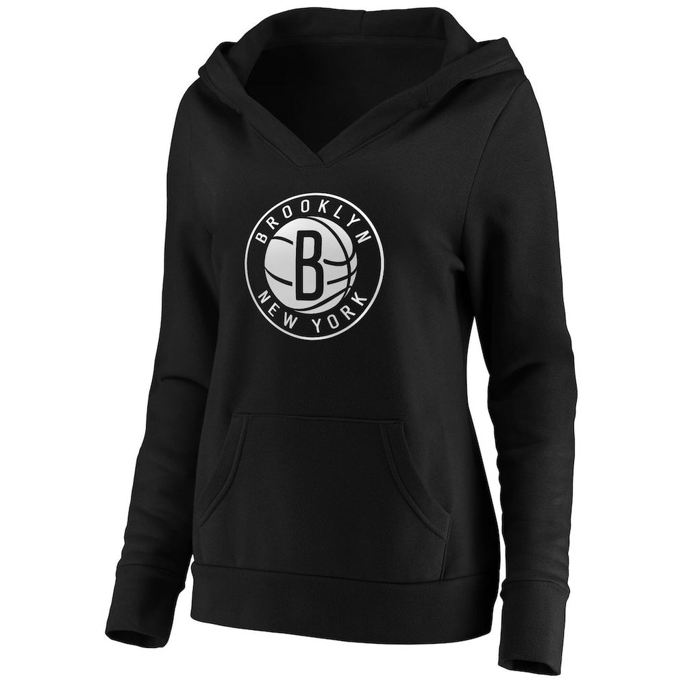 Brooklyn Nets Women's Primary Logo V-Neck Pullover Hoodie - Black sale