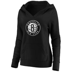 Brooklyn Nets Women's Primary Logo V-Neck Pullover Hoodie - Black sale