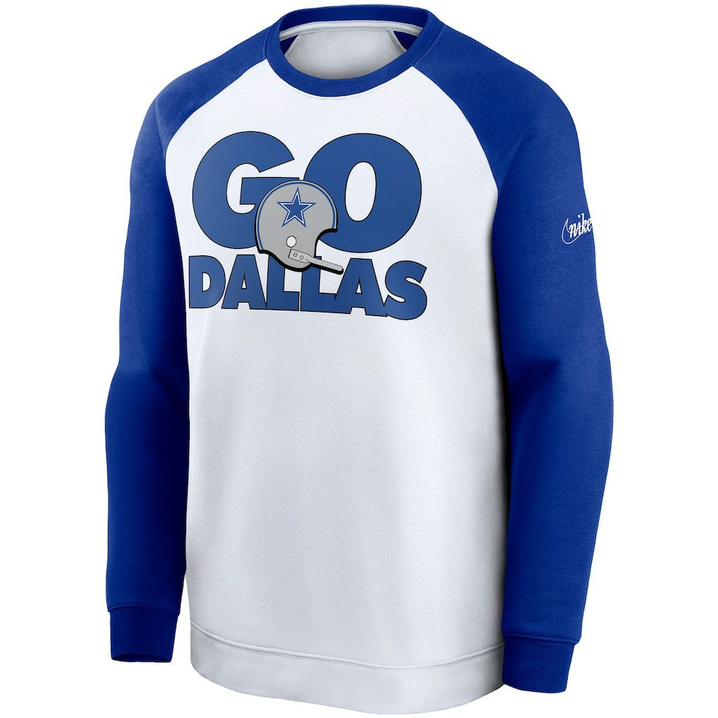 Dallas Cowboys Fan Gear Throwback Go Helmet Sweatshirt - White/Royal outlet