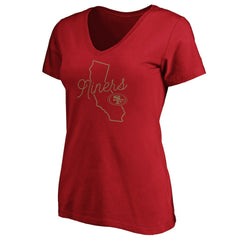 San Francisco 49ers Women's Iconic Script State V-Neck T-Shirt - Scarlet outlet