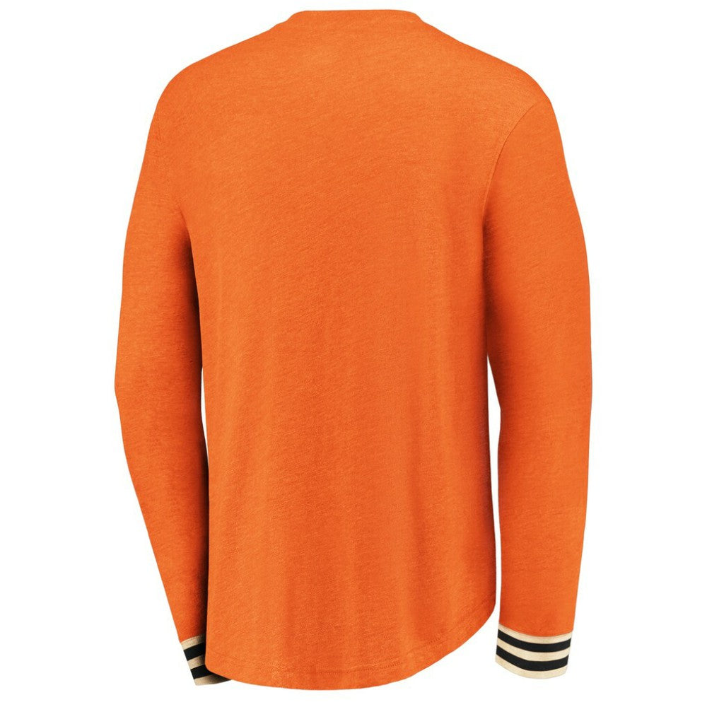 Philadelphia Flyers Fanatics True Classics Henley Long Sleeve T-Shirt - Heathered Orange T-shirts