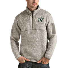 Dallas Stars Antigua Fortune Half-Zip Pullover Jacket - Oatmeal Pullover