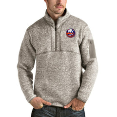 New York Islanders Antigua Fortune Half-Zip Pullover Jacket - Oatmeal Pullover