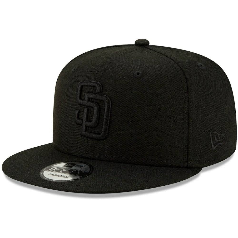 San Diego Padres Black on Black 9FIFTY Snapback Adjustable Hat Black