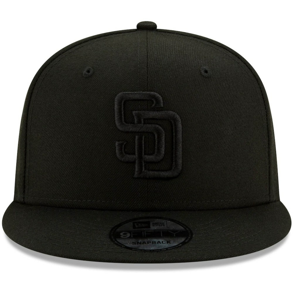 San Diego Padres Black on Black 9FIFTY Snapback Adjustable Hat Black