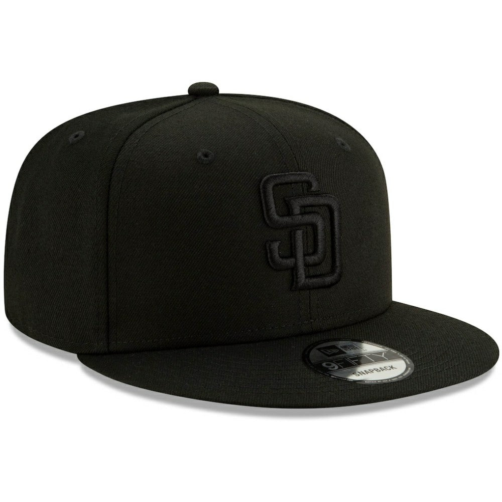 San Diego Padres Black on Black 9FIFTY Snapback Adjustable Hat Black