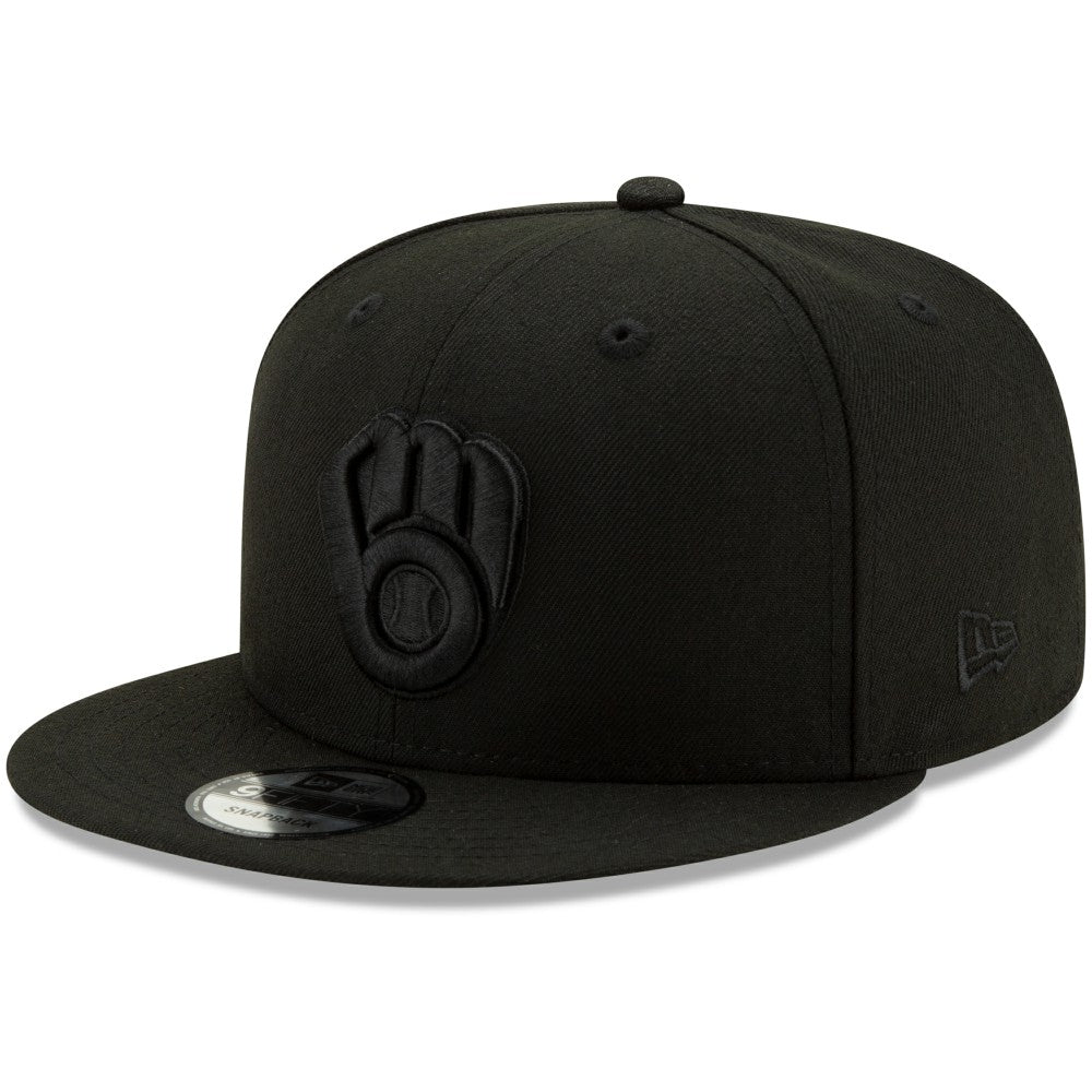 Milwaukee Brewers Black on Black 9FIFTY Snapback Adjustable Hat Black