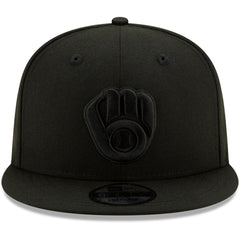 Milwaukee Brewers Black on Black 9FIFTY Snapback Adjustable Hat Black