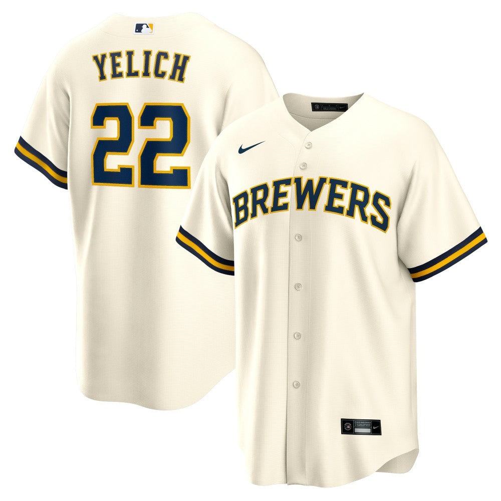 Christian Yelich Milwaukee Brewers Home Replica Player Jersey Cream