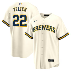 Christian Yelich Milwaukee Brewers Home Replica Player Jersey Cream