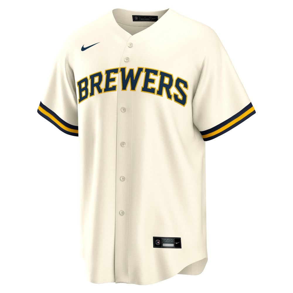 Christian Yelich Milwaukee Brewers Home Replica Player Jersey Cream