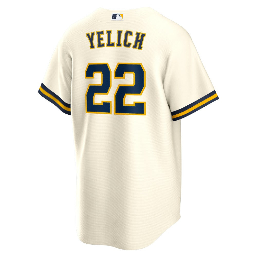 Christian Yelich Milwaukee Brewers Home Replica Player Jersey Cream