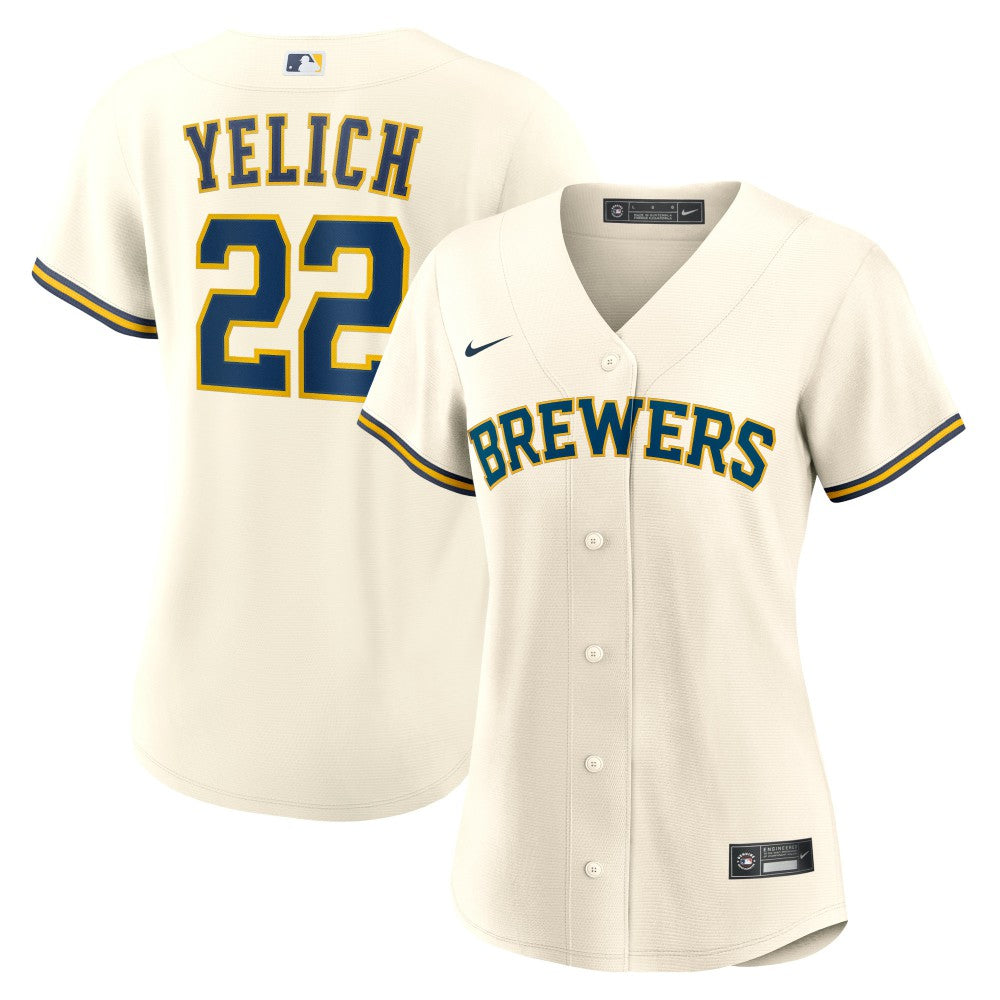 Christian Yelich Milwaukee Brewers Women's Home Replica Player Jersey Cream
