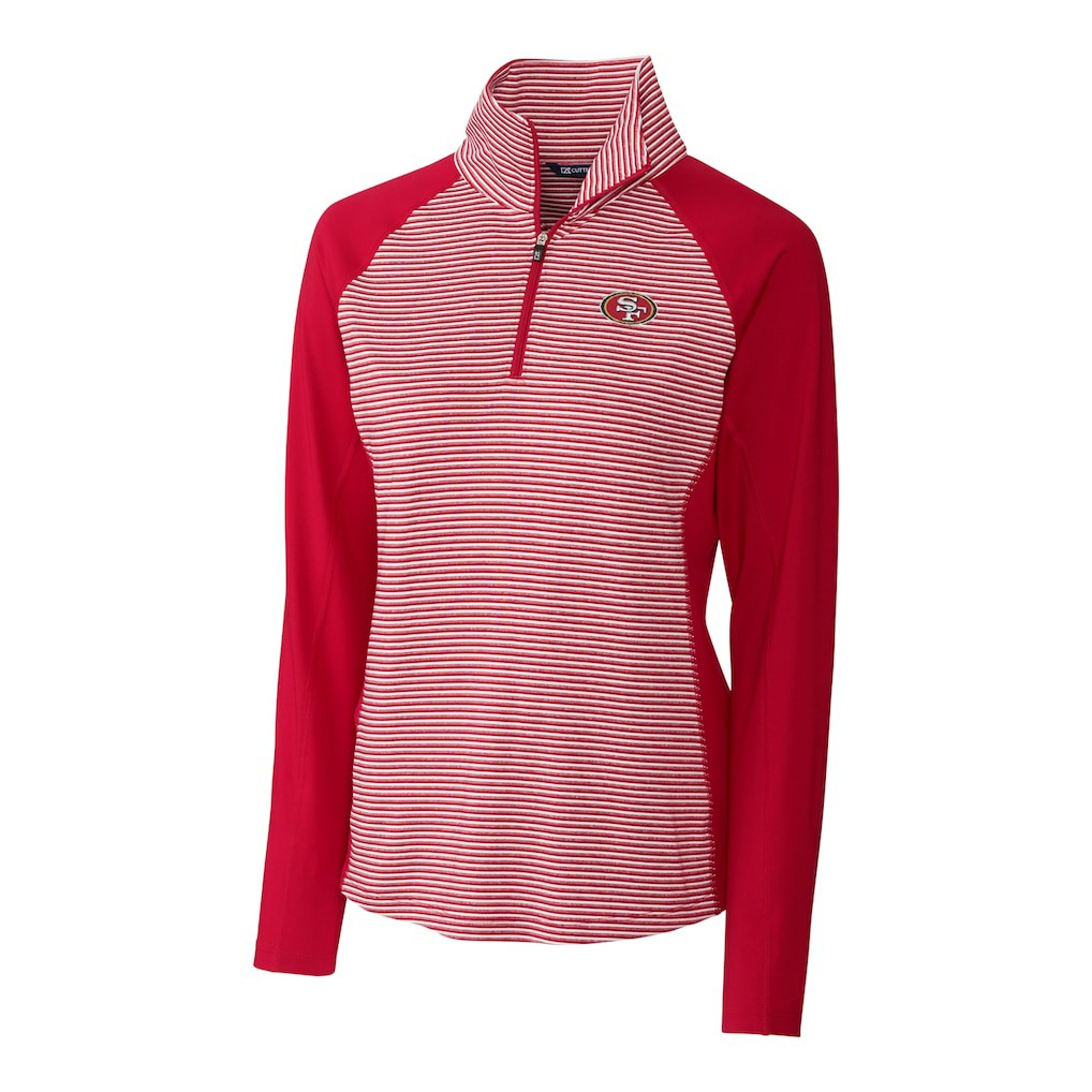 San Francisco 49ers Cutter & Buck Women's Forge Tonal Stripe Half-Zip Pullover Jacket - Red online