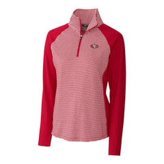 San Francisco 49ers Cutter & Buck Women's Forge Tonal Stripe Half-Zip Pullover Jacket - Red online