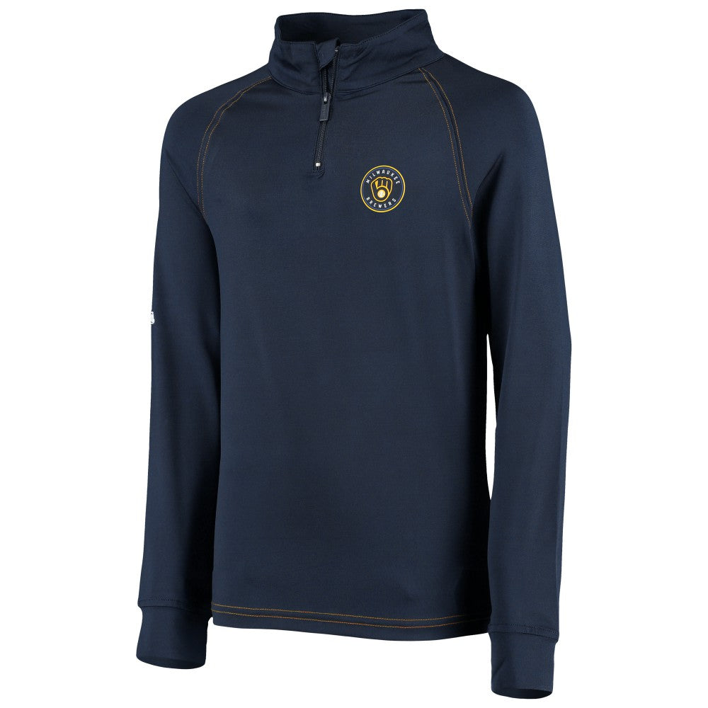 Milwaukee Brewers Stitches Youth Raglan Quarter-Zip Jacket Navy