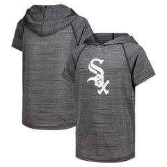 Chicago White Sox Stitches Youth Raglan Short Sleeve Pullover Hoodie Heathered Black