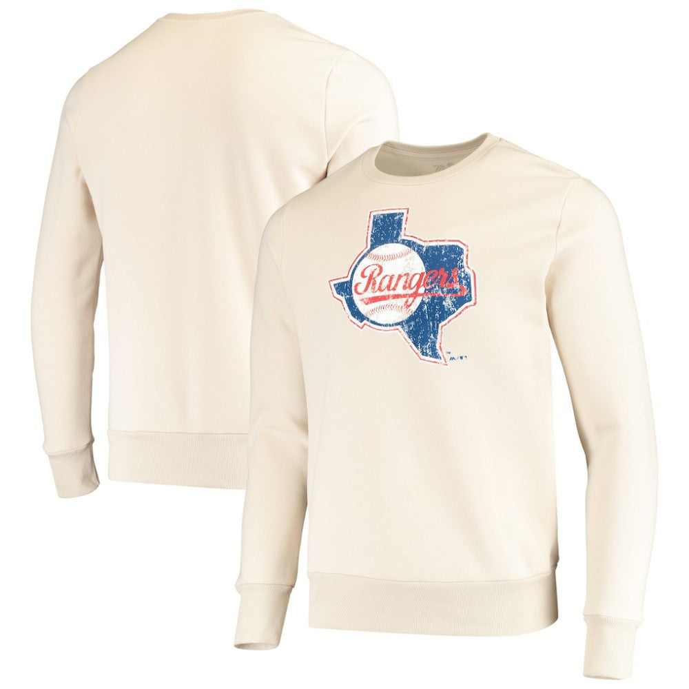 Texas Rangers Majestic Threads Fleece Pullover Sweatshirt Oatmeal