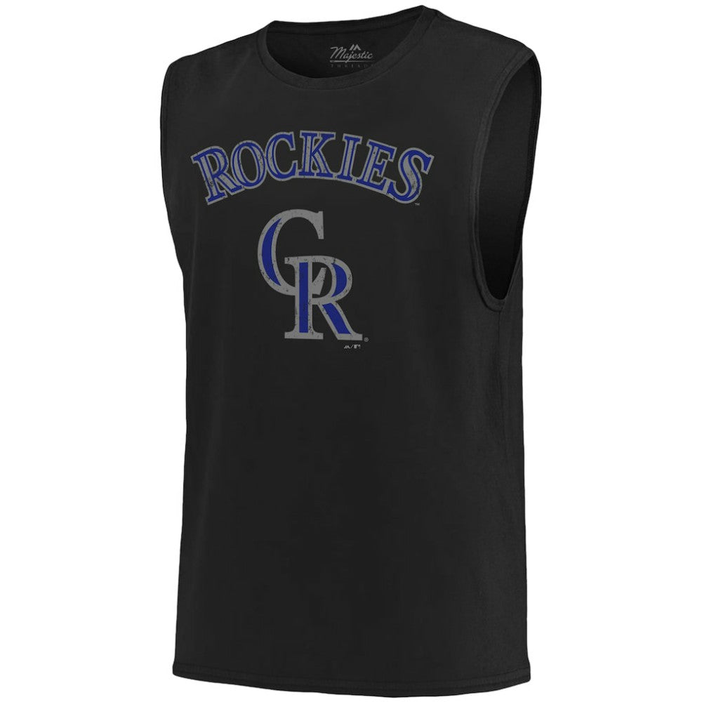 Colorado Rockies Majestic Threads Softhand Muscle Tank Top Black
