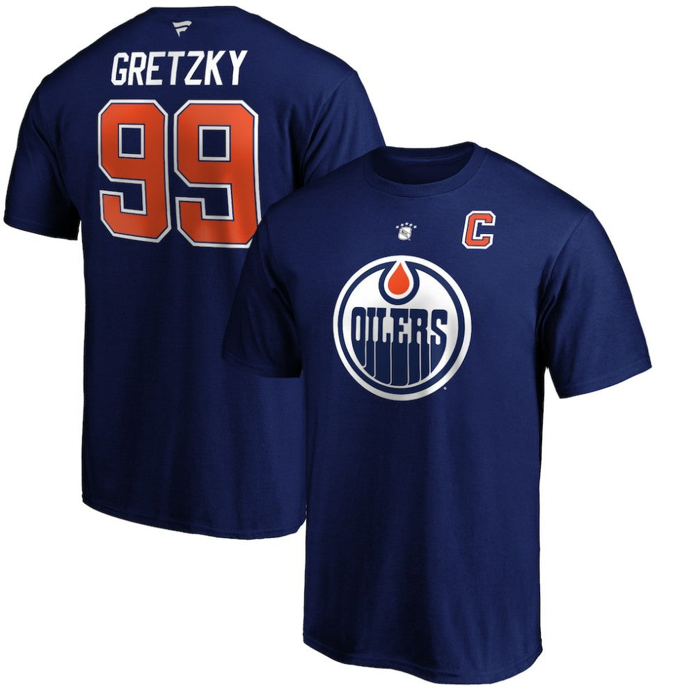 Wayne Gretzky Edmonton Oilers Fanatics Authentic Stack Retired Player Name & Number T-Shirt - Royal T-shirts
