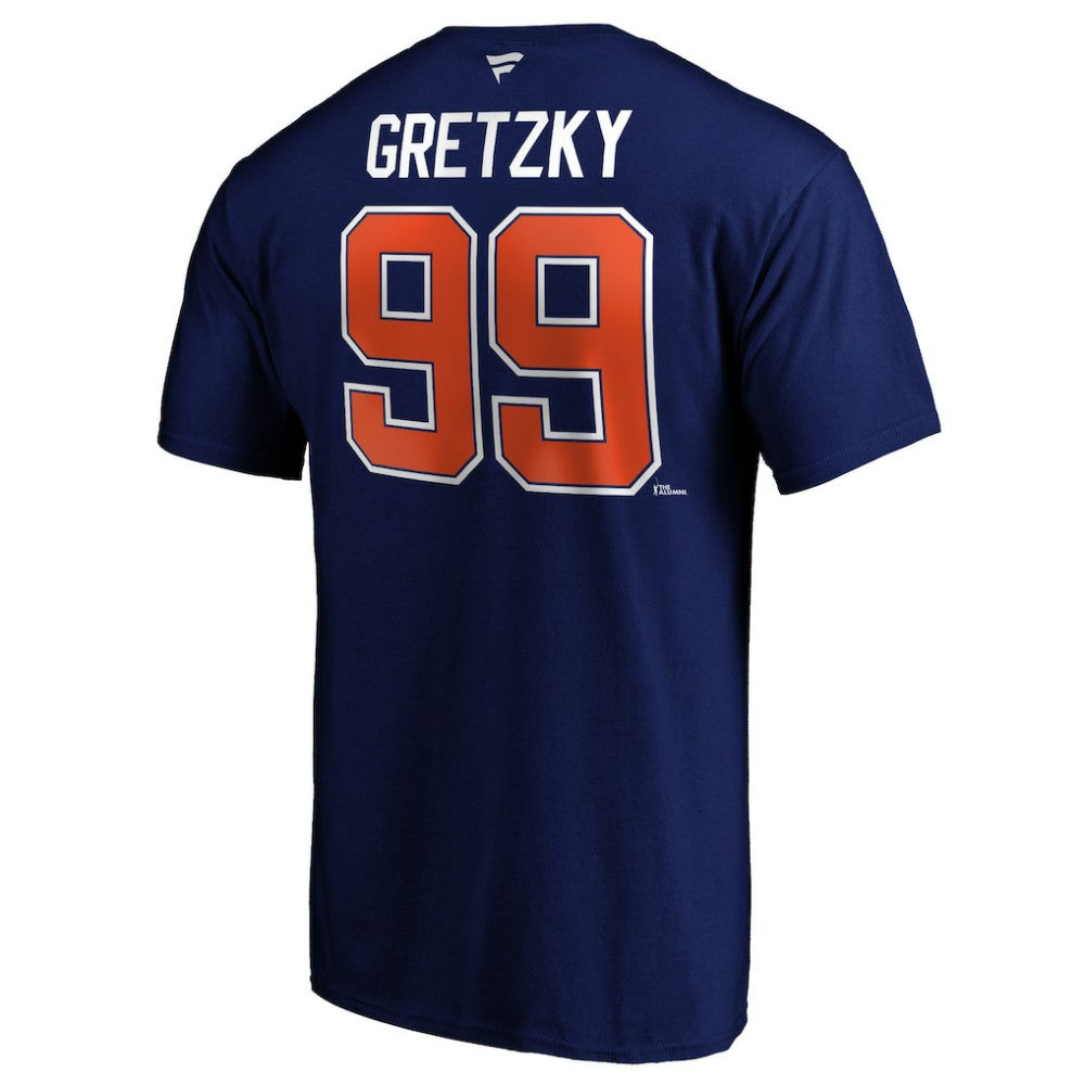 Wayne Gretzky Edmonton Oilers Fanatics Authentic Stack Retired Player Name & Number T-Shirt - Royal T-shirts