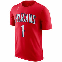 New Orleans Pelicans Jordan Brand 2020/21 Zion Williamson Statement Name & Number T-Shirt - Red for sale