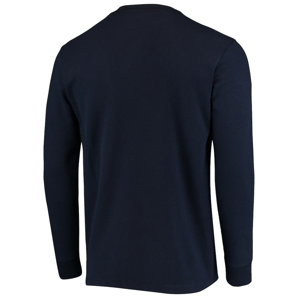 New England Patriots Dunbrooke Logo Maverick Thermal Henley Long Sleeve T-Shirt - Navy on sale