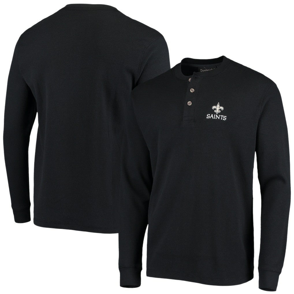 New Orleans Saints Dunbrooke Logo Maverick Thermal Henley Long Sleeve T-Shirt - Black for sale