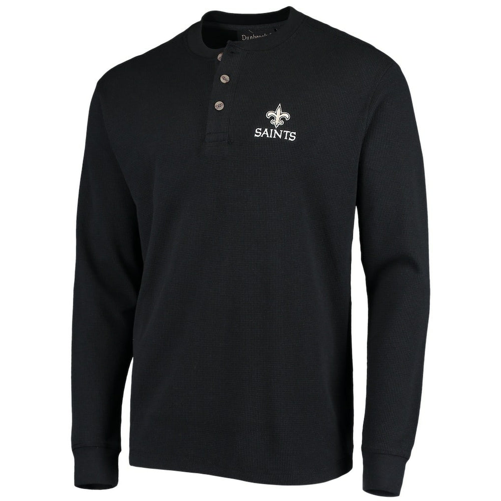 New Orleans Saints Dunbrooke Logo Maverick Thermal Henley Long Sleeve T-Shirt - Black for sale