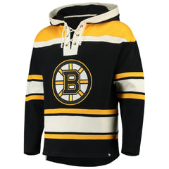 David Pastrnak Boston Bruins '47 Player Lacer Pullover Hoodie - Black Hoodies
