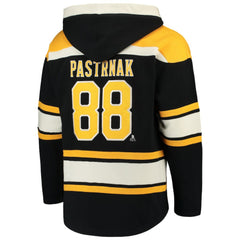 David Pastrnak Boston Bruins '47 Player Lacer Pullover Hoodie - Black Hoodies