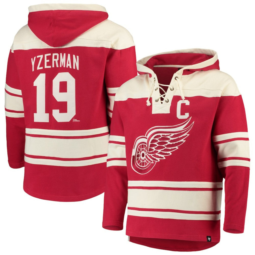 Steve Yzerman Detroit Red Wings '47 Player Lacer Pullover Hoodie - Red Hoodies