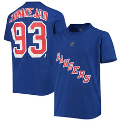 Mika Zibanejad New York Rangers Youth Player Name & Number T-Shirt - Blue T-shirts