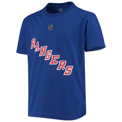 Mika Zibanejad New York Rangers Youth Player Name & Number T-Shirt - Blue T-shirts