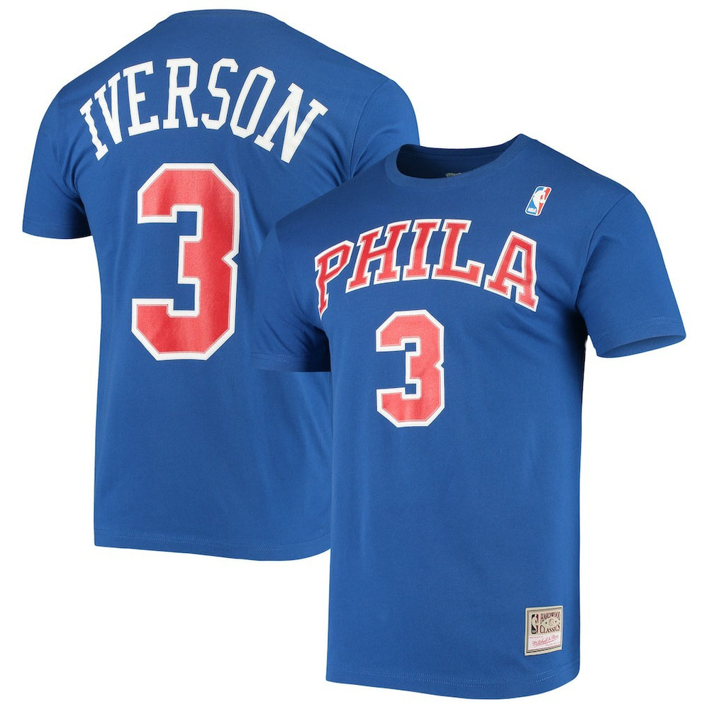 Allen Iverson Philadelphia 76ers Hardwood Classics Name & Number Player T-Shirt - Royal shop