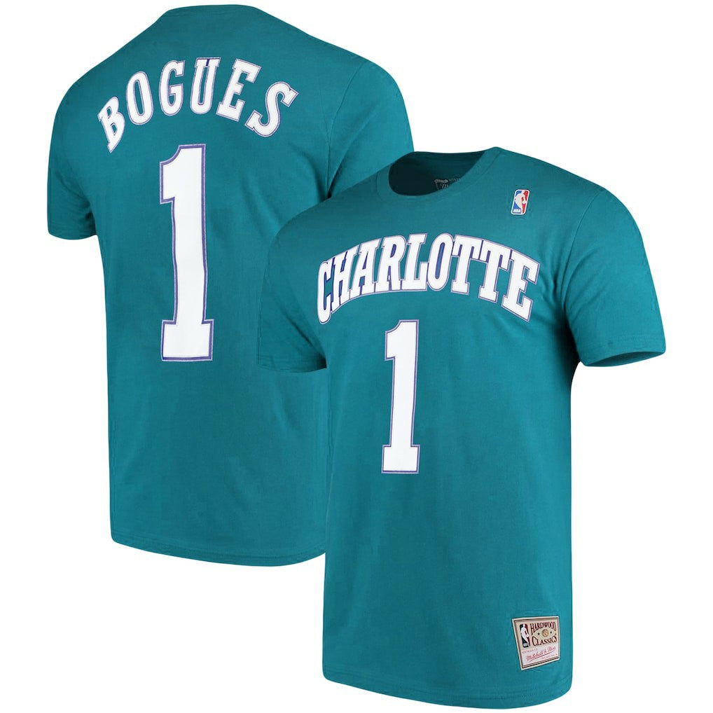 Muggsy Bogues Charlotte Hornets Hardwood Classics Name & Number Player T-Shirt - Teal cheap