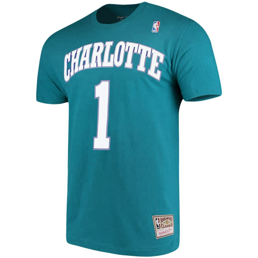 Muggsy Bogues Charlotte Hornets Hardwood Classics Name & Number Player T-Shirt - Teal cheap